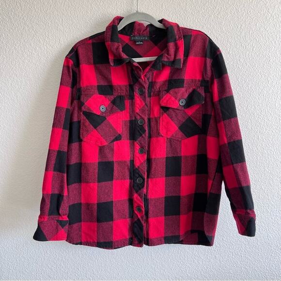 Sanctuary Shacket in Cherry Check Size Large - Picture 1 of 8
